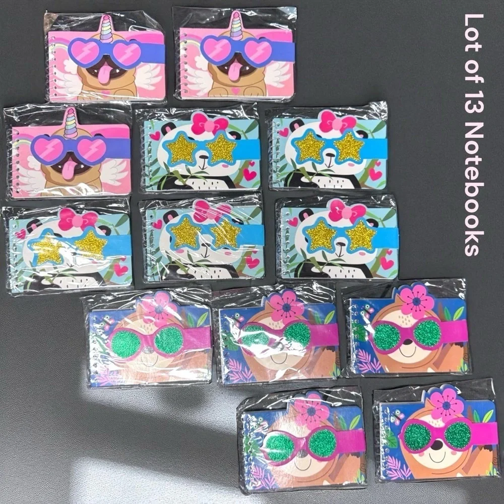 NWT Lot of 13 Mini Notebooks — Unicorn, Pandas, Sloths — Individually Wrapped!